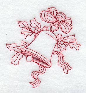 Tolling Bell with Holly (Redwork)