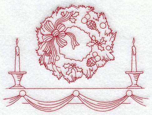 Candlelight Wreath (Redwork)