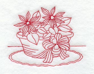 Basket of Poinsettias (Redwork)