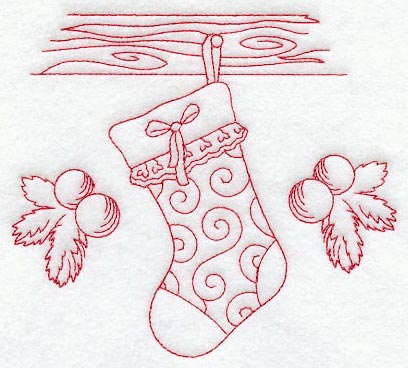 Swirled Stocking (Redwork)