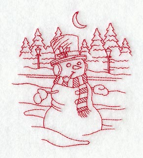 Serene Snowman (Redwork)