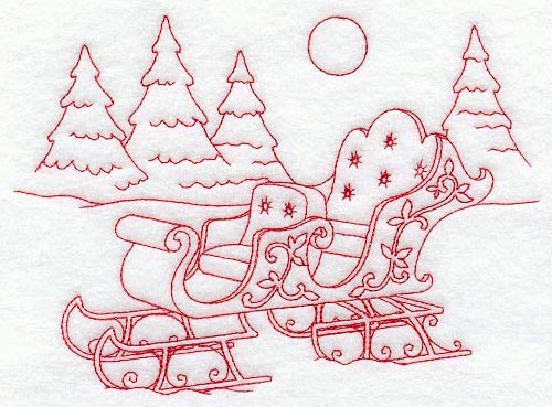 Elegant Night Sleigh (Redwork)