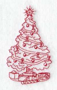 Fanciful Christmas Tree (Redwork)