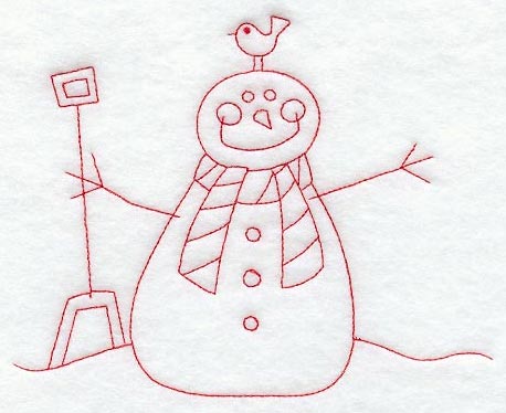 All Set to Shovel Snowman (Redwork)