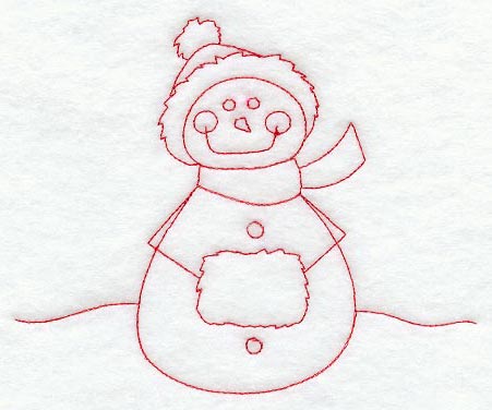 Snuggly Snowman (Redwork)