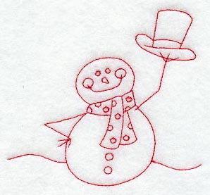 Hats Off Snowman (Redwork)