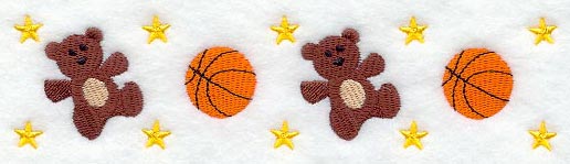 Bears, Basketballs, and Stars Border