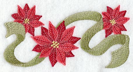 Poinsettia Trio with Ribbon Border
