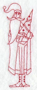 Skinny Santa with Tree (Redwork)