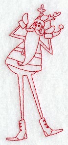 Skinny Santa with Antlers (Redwork)