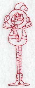 Skinny Santa with Wreath (Redwork)