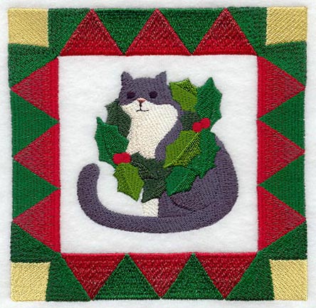 Christmas Cat with Wreath