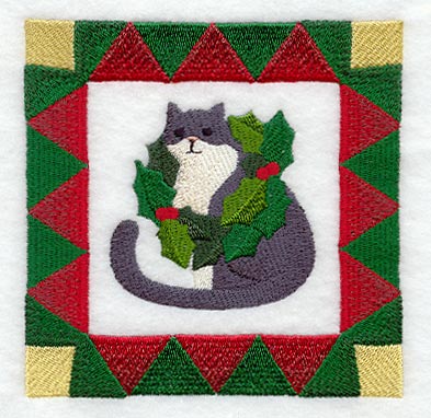 Christmas Cat with Wreath