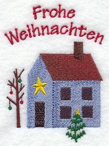 Frohe Weihnachten Saltbox House (German)