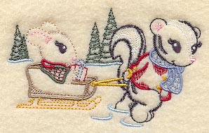 Bunny and Skunk Dash through the Snow (Vintage)