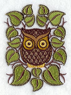 Retro Owl with Leaves