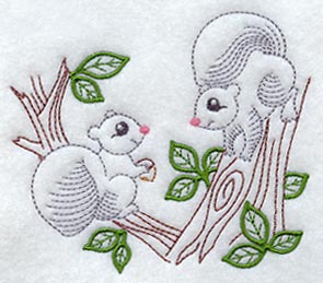 Vintage-Stitch Squirrel Duo