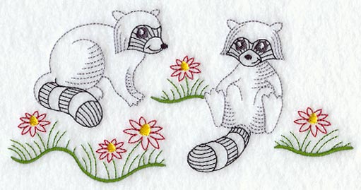 Vintage-Stitch Raccoon Duo