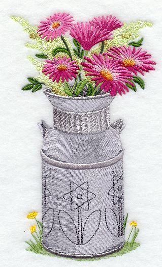 Gerbera Daisies in Milk Can