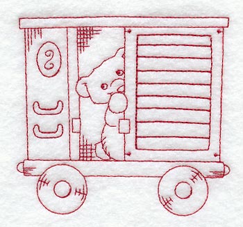 Teddy Bear Train Boxcar - Redwork