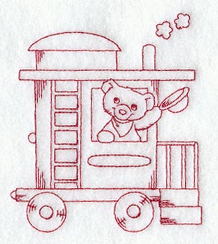 Teddy Bear Train Caboose - Redwork