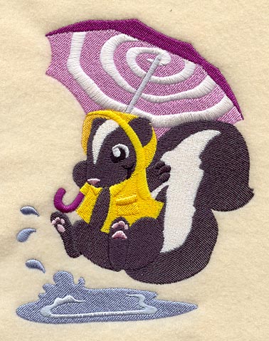 Skylar Skunk Under Umbrella