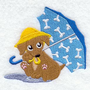 Payton Puppy Under Umbrella