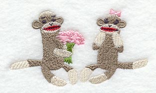 Sock Monkey Gives Flowers