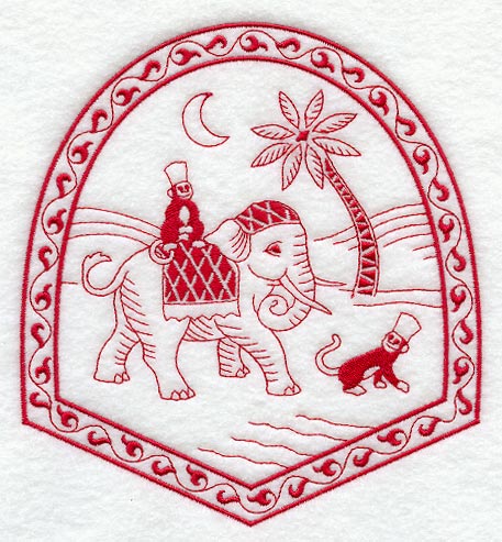 Monkey See, Elephant Do (Redwork)