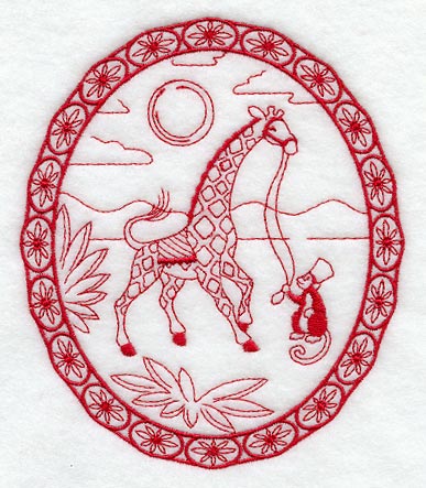 Baby Giraffe Walk (Redwork)