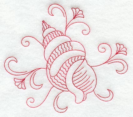 Redwork Seashell 5 (Variegated Thread)