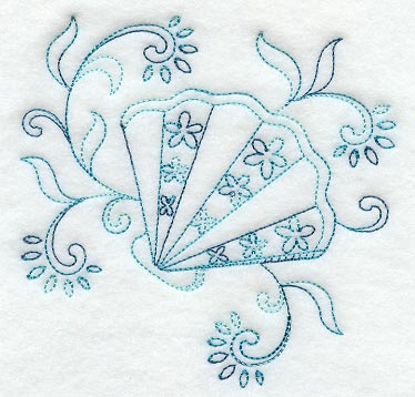 Redwork Seashell 6 (Variegated Thread)