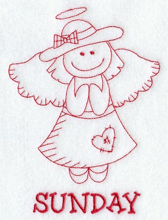 Heavenly Angel on Sunday (Redwork)