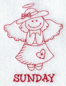 Heavenly Angel on Sunday (Redwork)