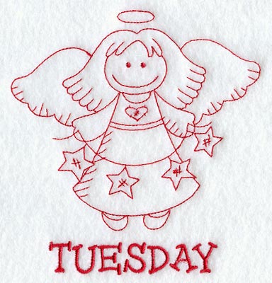 Heavenly Angel on Tuesday (Redwork)
