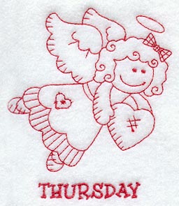 Heavenly Angel on Thursday (Redwork)