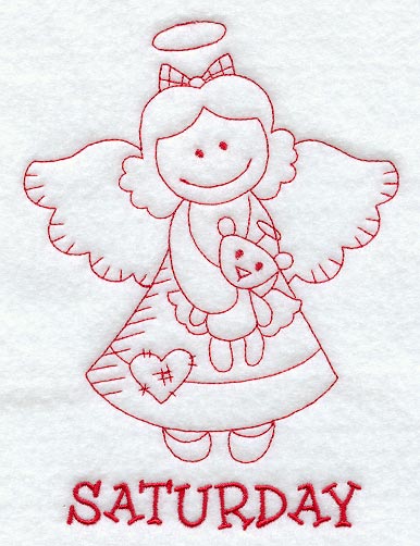 Heavenly Angel on Saturday (Redwork)