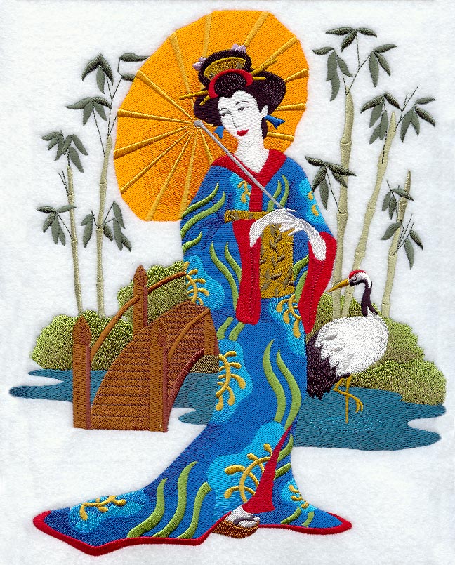 Geisha in Japanese Garden