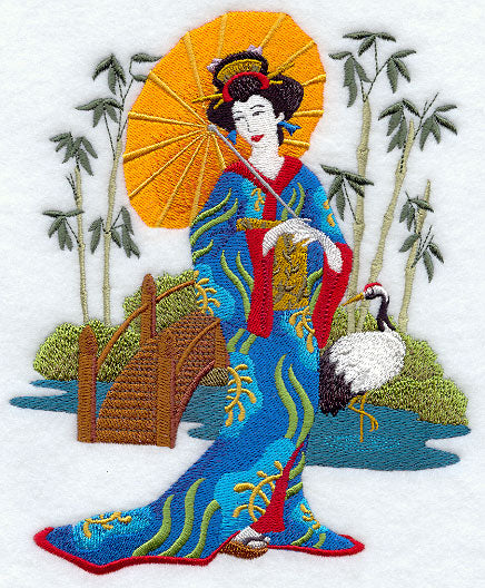 Geisha in Japanese Garden
