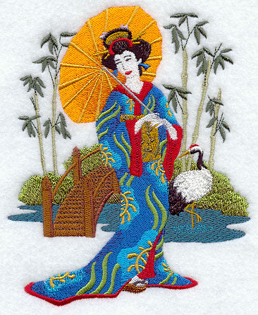 Geisha in Japanese Garden