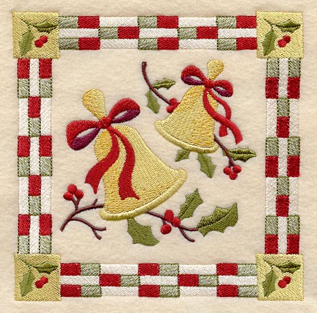 Bells and Holly Christmas Square