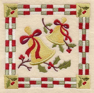 Bells and Holly Christmas Square