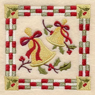 Bells and Holly Christmas Square