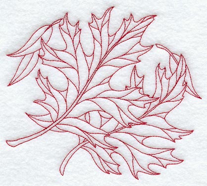 Red Oak Leaves (Redwork)