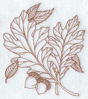 White Oak Leaves (Redwork)