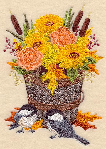 Fall Flowers and Chickadees