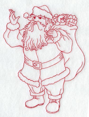 Santa and his Toy Sack (Redwork)