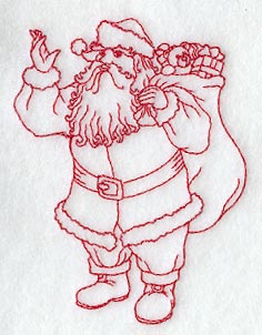 Santa and his Toy Sack (Redwork)