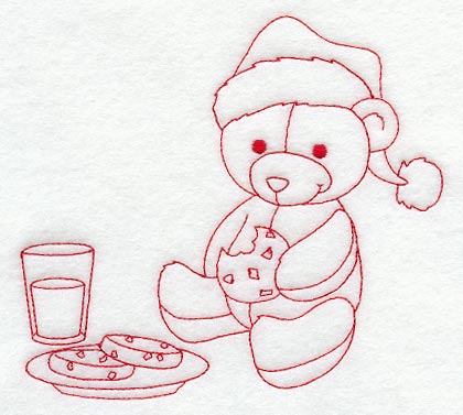 Teddy Bear's Christmas Snack (Redwork)