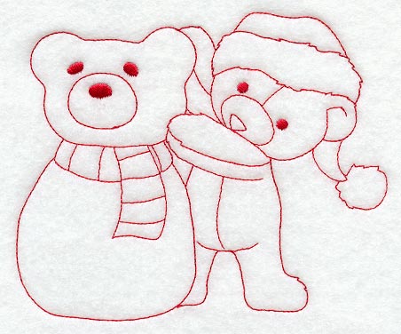 Teddy Bear's Frosty Friend (Redwork)